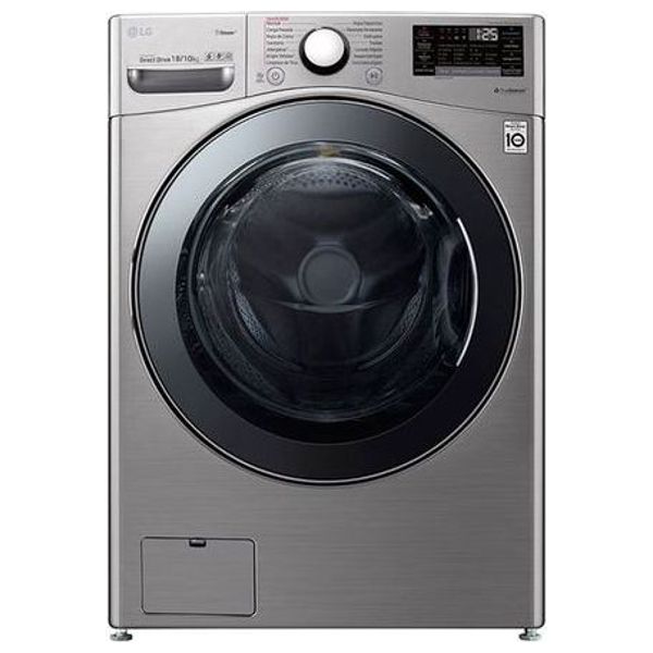  غسالة ومجففة ال جي فتحة امامية - 18/10 كغم - 1400 دورة بالدقيقة - WDV1901SRV - سلفر 