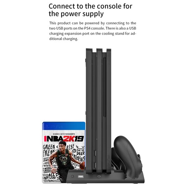 حامل اكس بوكس مع تبريد متعدد الوظائف دوبي - PS4-ALL - اسود