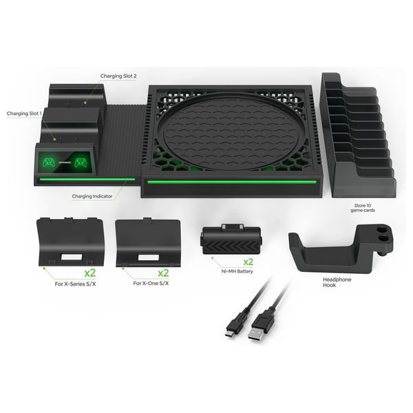حامل اكس بوكس مع تبريد متعدد الوظائف دوبي - Xbox series X - اسود