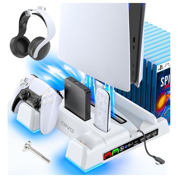 حامل اكس بوكس مع تبريد متعدد الوظائف دوبي - PS5-RGB - ابيض