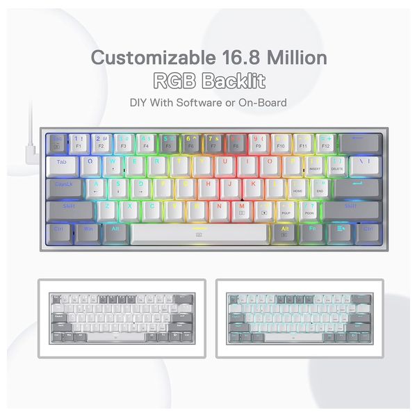 Redragon K617 - Wired Gaming Keyboard - RGB - White