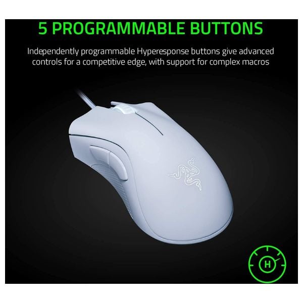  Razer - Wired Mouse - Optical sensor with 6400 DPI resolution - Rubber side grips - White 