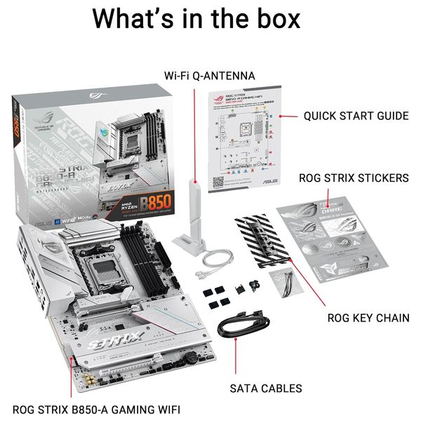 ASUS ROG Strix B850-A Gaming WiFi AMD AM5 Motherboard - White