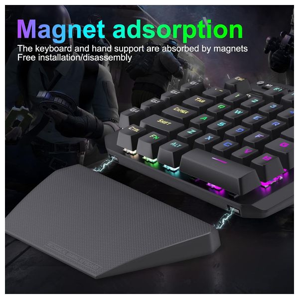 لوحة مفاتيح ألعاب ميكانيكية أحادية اليد اي يوسو - K700 - اضاءة RGB - أسود