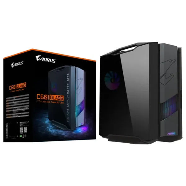  Gigabyte AORUS C601 GLASS - Mid Tower PC Case - RGB - 4x 140mm Fans - Black 