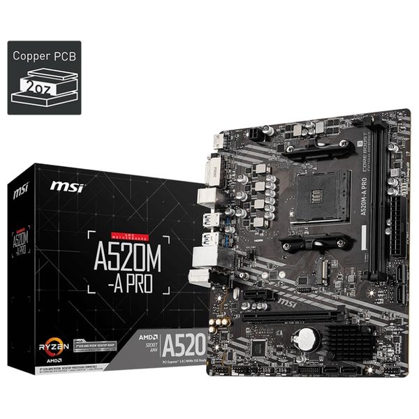  ASUS A520M-PRO - Motherboard - 01Black 