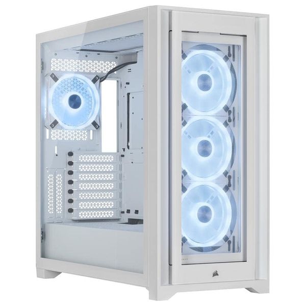 حافظة كومبيوتر كورسير - iCUE 5000X RGB - أربع مراوح QL120 RGB مرفقة - ابيض