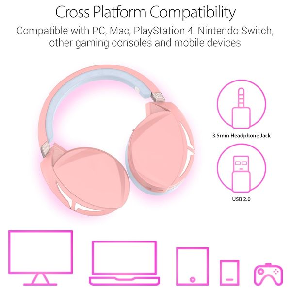  Asus ROG Strix Fusion 300 - Headphone Over Ear - Pink 