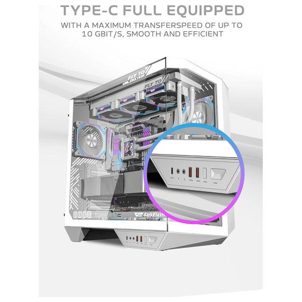 حافظة كومبيوتر دارك فلاش بزجاج مقاوم للكسر - PC - زجاج ثلاثي الجوانب - ابيض