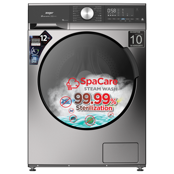  غسالة ومجففة زوجور فتحة امامية - 12 كغم - WZ12S - سلفر 