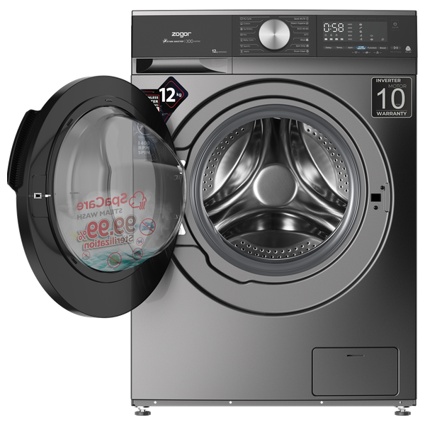  غسالة ومجففة زوجور فتحة امامية - 12 كغم - WZ12S - سلفر 