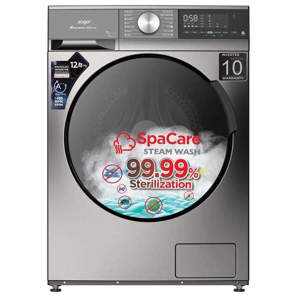  غسالة ومجففة زوجور فتحة امامية - 12/8 كغم - WZ12DS - سلفر 