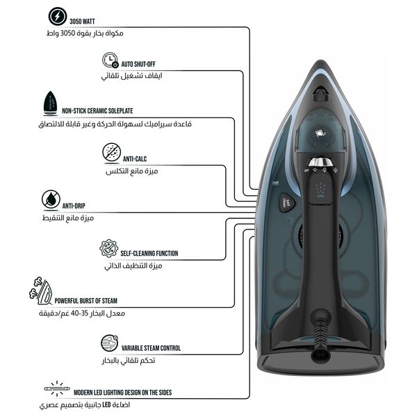  Shownic NI-D3050CB - Steam Iron - Blue - 3050w 