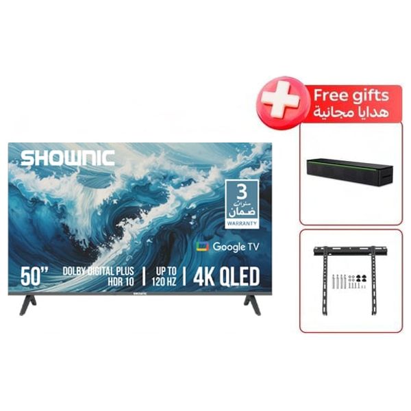  شاشة شونك 50-انج فئة TP-QGU50A-120 - سمارت - QLED TV + سماعات ساوند بار سكاي ورث - LH LP-S3 + ستاند جداري 