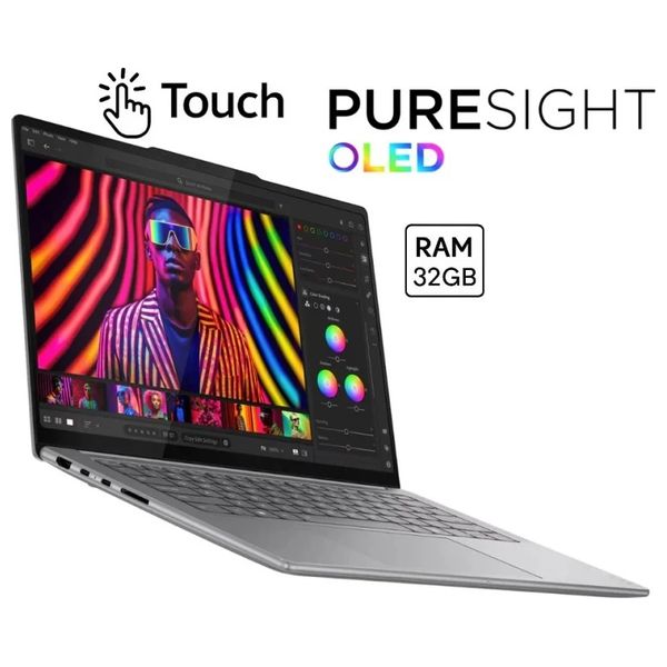 Lenovo Laptop 14.5-Inch - Touch - Yoga Pro - Core i7-255H - 32GB/1TB SSD - Intel Arc 140T - Windows 11 - Titanium