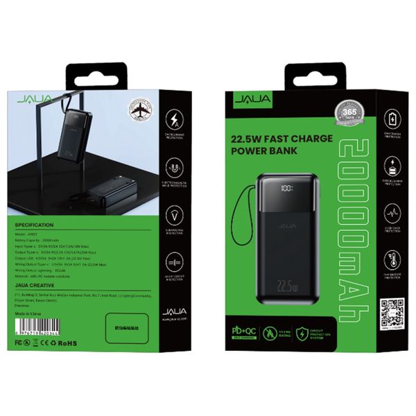  Jaua AY007 - 20000mAh - Power Bank - Black 