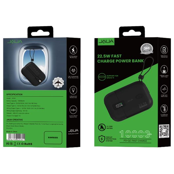  Jaua AY011 - 10000mAh - Power Bank - Black 