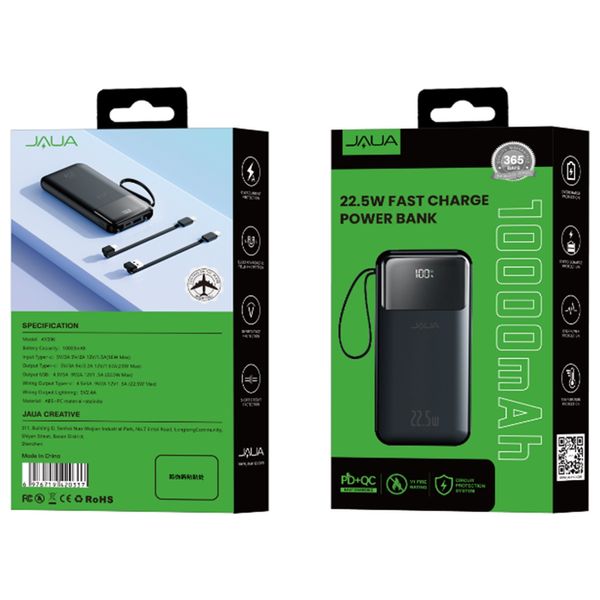  Jaua AY006 - 10000mAh - Power Bank - Black 