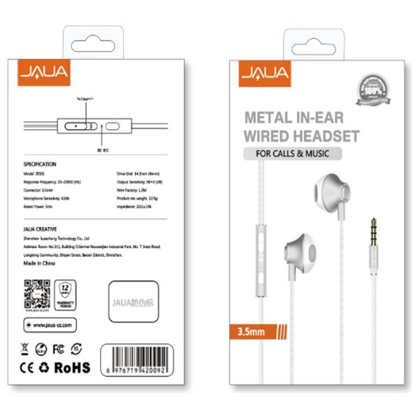  Jaua JE001 - Bluetooth Headphone In Ear - White 