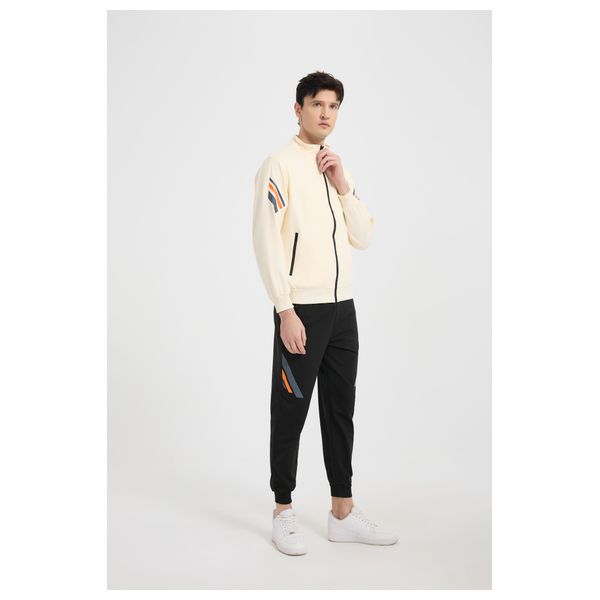  Stylish Bee Tracksuit for Men, L - Beige 