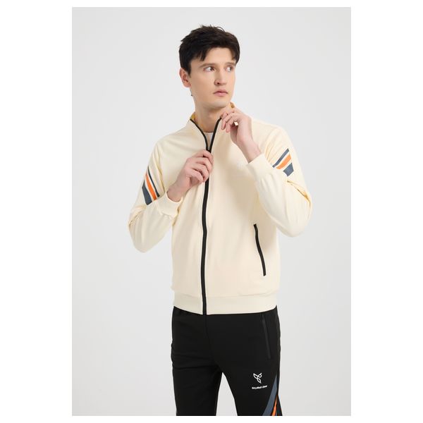  Stylish Bee Tracksuit for Men, L - Beige 
