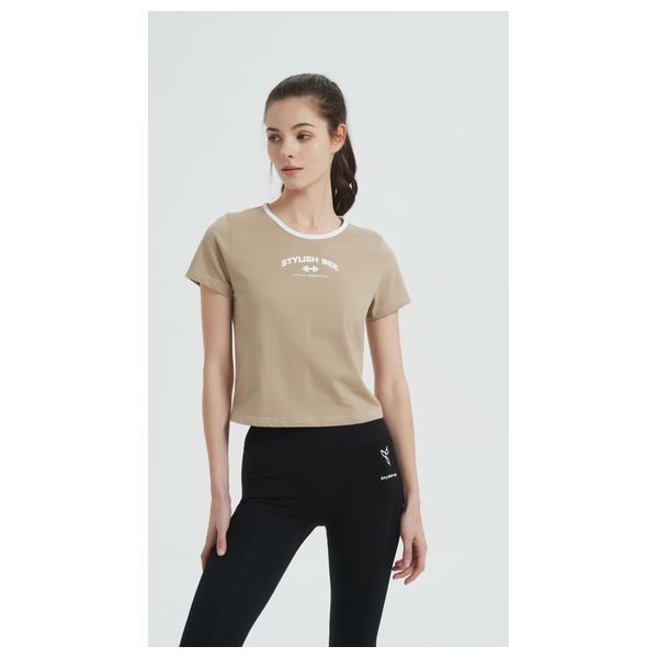Stylish Bee Cotton Short Sleeve T-shirt - WBTSBL001 - L / Beige