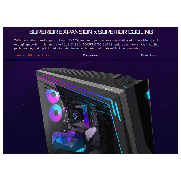  حافظة كمبيوتر كيكابايت - GB-AC700G - اسود 