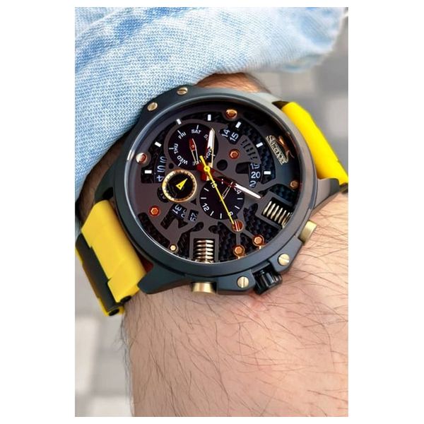  ساعة سلازينغر للرجال SL.9.2212.2.04 - عرض بعقارب, سوار من سيليكون - اصفر 