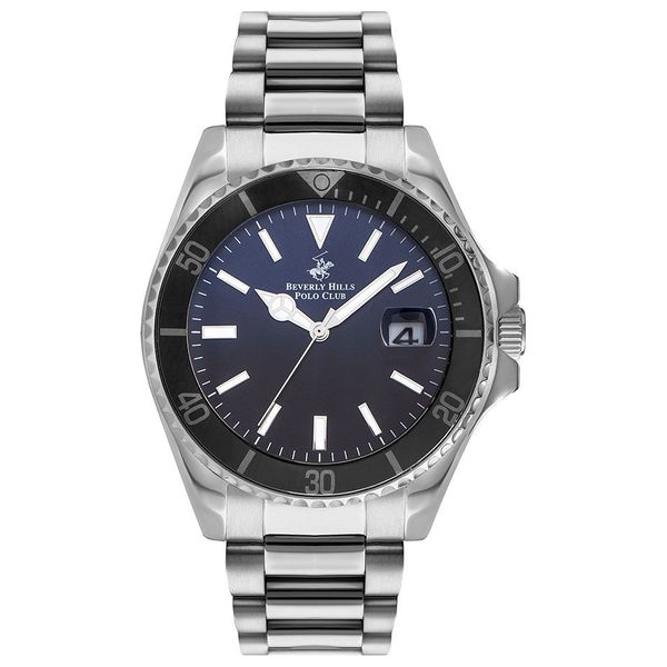 Elryan Beverly Hills Polo Club Watch bp3125x.390 For Men Analog Display Stainless Steel Band Silver