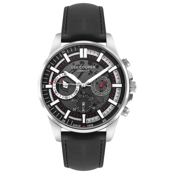  Lee Cooper Watch lc07816.361 For Men - Analog Display, Leather Band - Black 