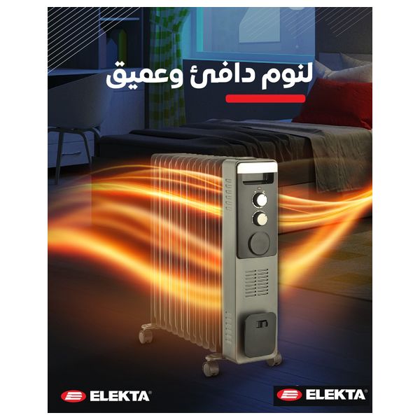 Elekta EOR1500 - Oil Radiator Heater - 15 Fins - Gray
