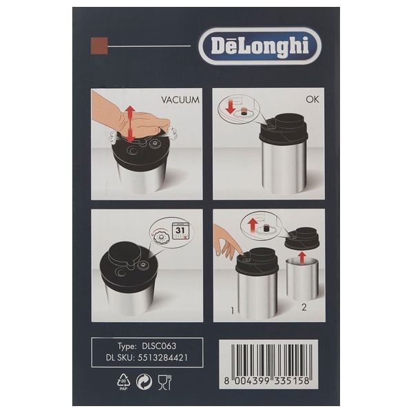  Delonghi DLSC063 - Vacuum Coffee Canister -500g - Black 