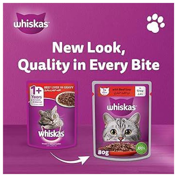 Whiskas Beef Liver in Gravy Cat Food - 80 g