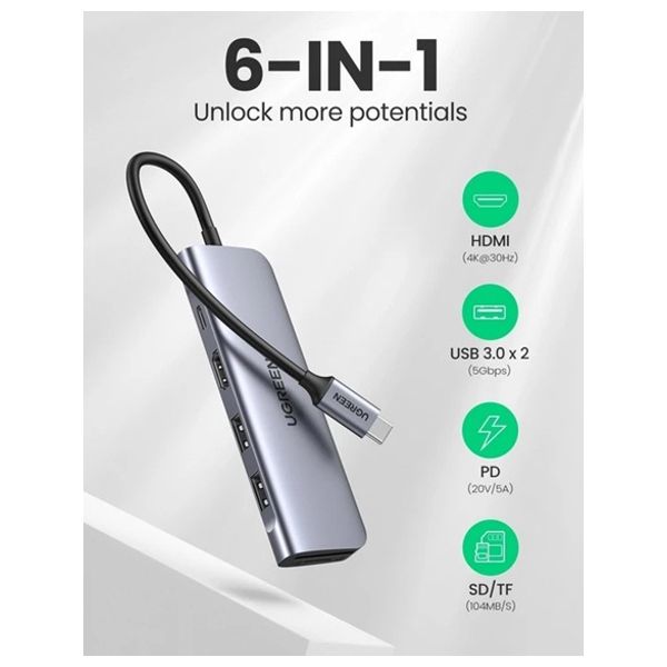  Ugreen 70336 - USB-C Hub - 6Port 