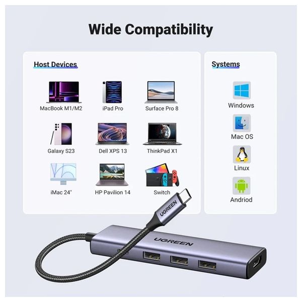  Ugreen 15597 - USB-C Hub - 5Port 