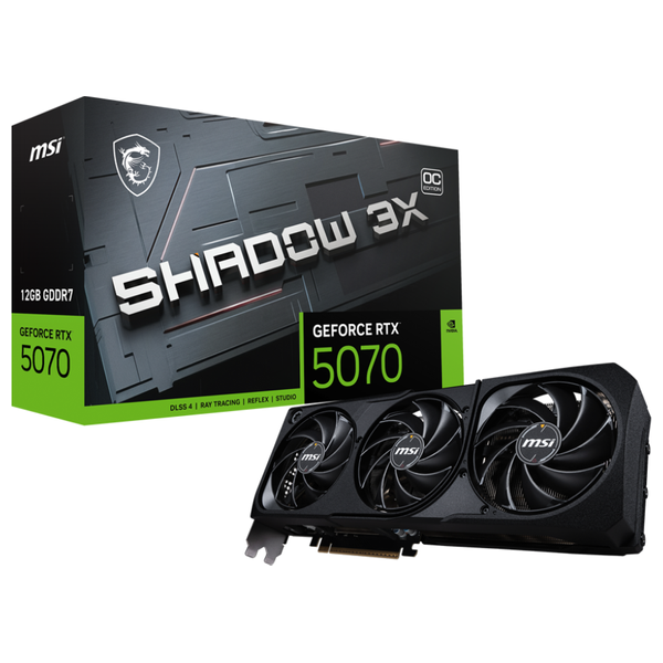 MSI G5070-12S3C - GeForce RTX 5070 12G Shadow 3X OC - Graphics Card - 12GB GDDR7 - NVIDIA Blackwell - Black