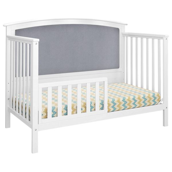  Upholstered 4-in-1 Convertible Crib - White 