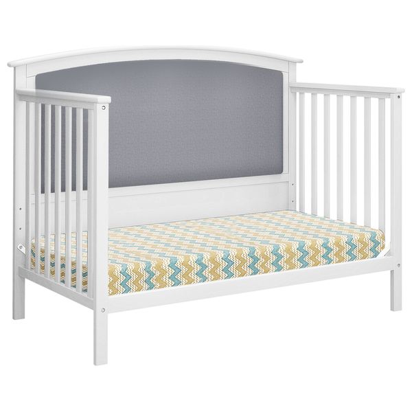  Upholstered 4-in-1 Convertible Crib - White 