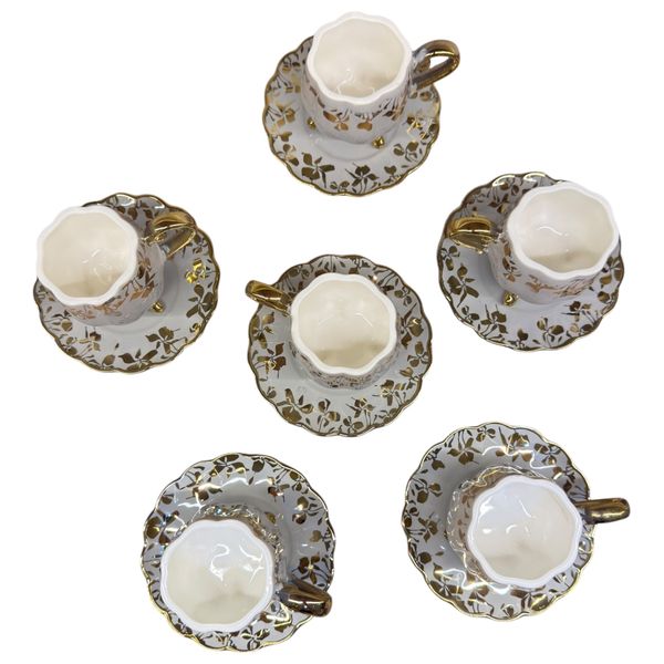 Gallery Home GHGS - 6 Pieces - Coffee Cups with Saucers - Grey