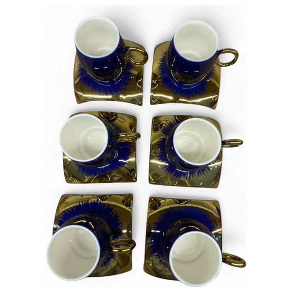 Gallery Home GHFM01 - 6 Pieces - Coffee Cups with Saucers - Navy