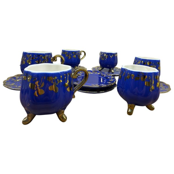 Gallery Home GHGM - 6 Pieces - Coffee Cups with Saucers - Navy