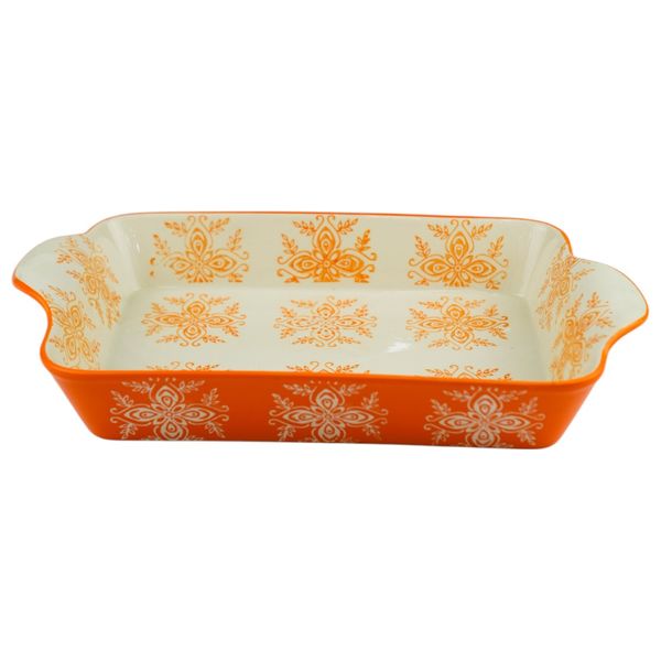 Gallery Home Orange Pattern Rectangular Ceramic Casserole