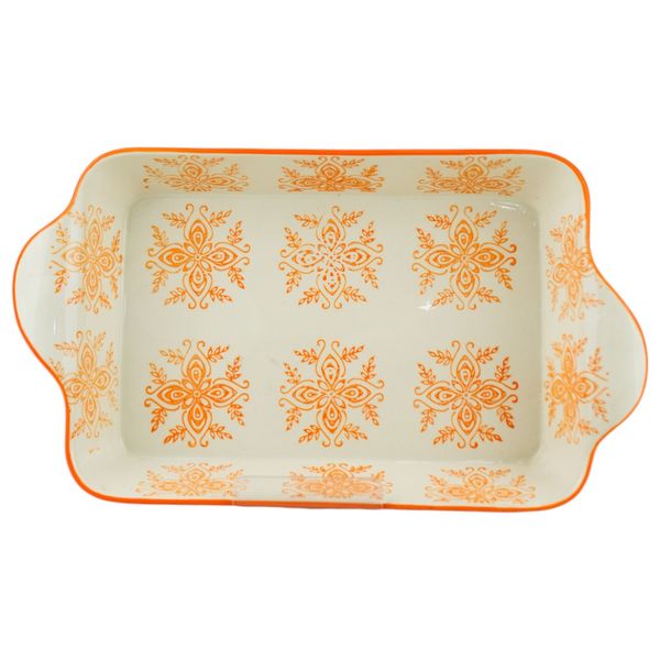 Gallery Home Orange Pattern Rectangular Ceramic Casserole