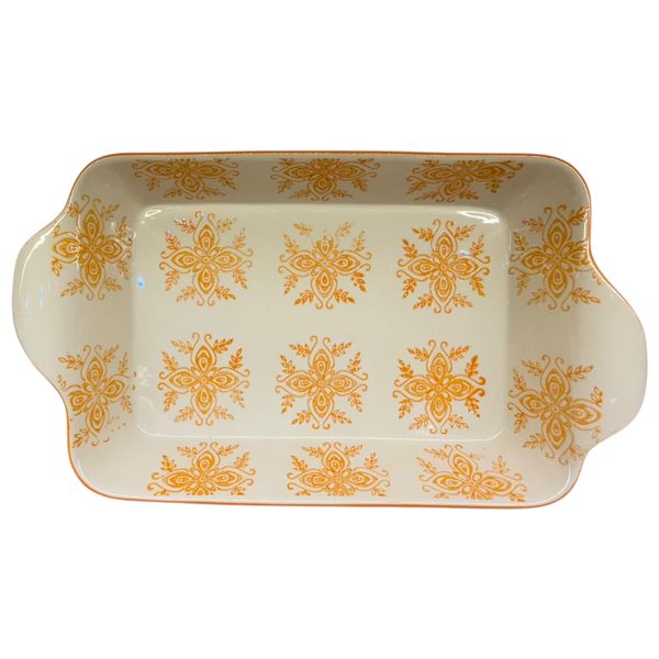 Gallery Home Orange Pattern Rectangular Ceramic Casserole
