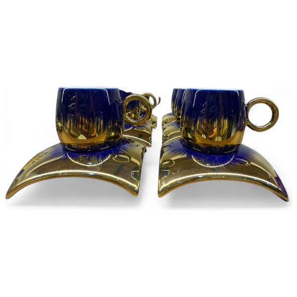 Gallery Home GHFM01 - 6 Pieces - Coffee Cups with Saucers - Navy