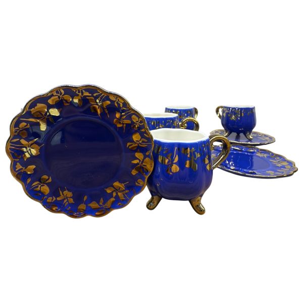 Gallery Home GHGM - 6 Pieces - Coffee Cups with Saucers - Navy