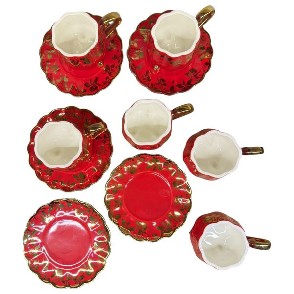 Gallery Home GHGR - 6 Pieces - Coffee Cups with Saucers - Red