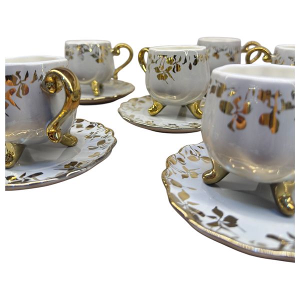 Gallery Home GHGS - 6 Pieces - Coffee Cups with Saucers - Grey