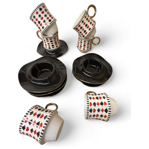 Gallery Home GHFWB02 - 6 Pieces - Coffee Cups with Saucers - Black