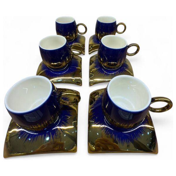 Gallery Home GHFM01 - 6 Pieces - Coffee Cups with Saucers - Navy